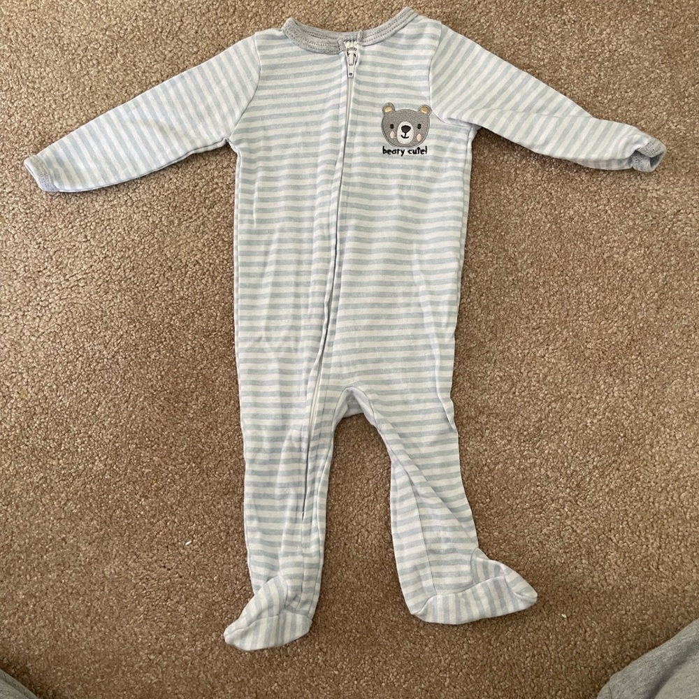 Blue and White Striped Kids One Piece